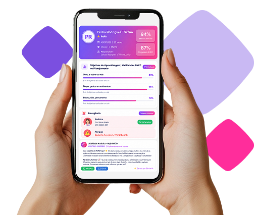 Mockup do aplicativo Edukkare em celular na mão do usuário